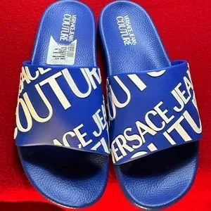 NEW Versace couture slides dice EU41=US11 asking $100 Versace Jeans Couture Womens Lavender Signature Logo Pool  main image 3